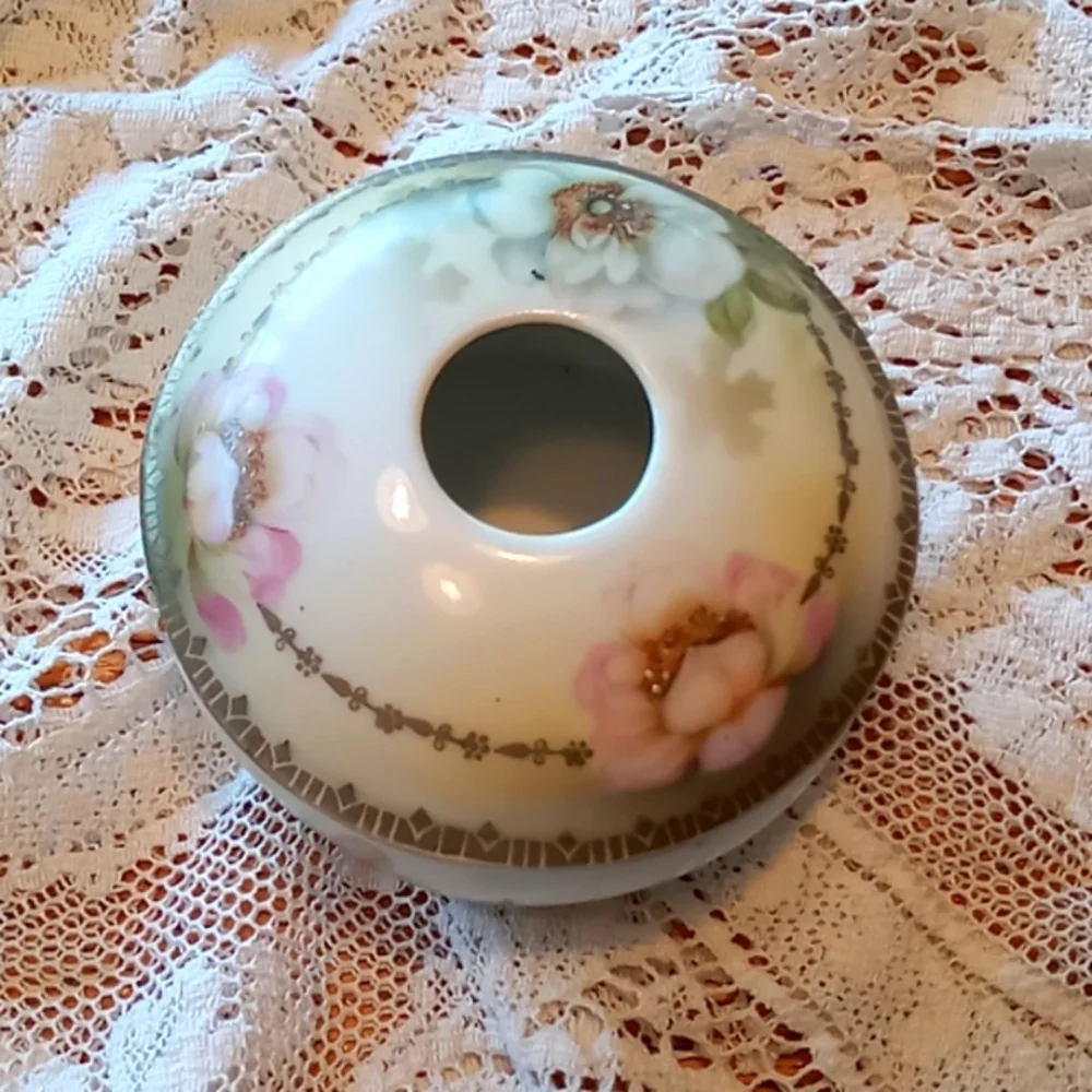 Antique Prov Saxe Porcelain 5 Piece Floral Hand-painted Vanity Set